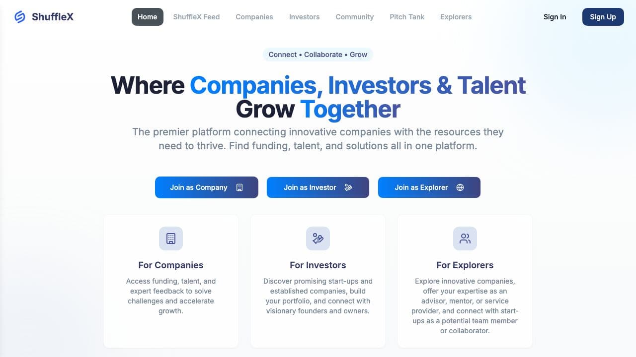 ShuffleX – Where Companies, Investors & Talent Grow Together